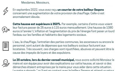 [ Hausse des charges d’énergie – suite ]